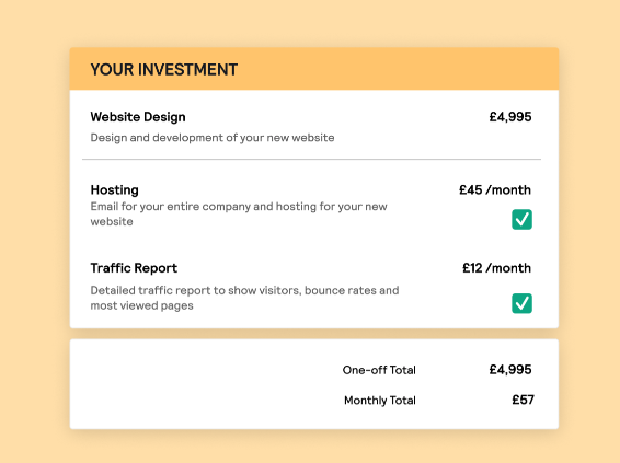 screenshot of Better Proposals